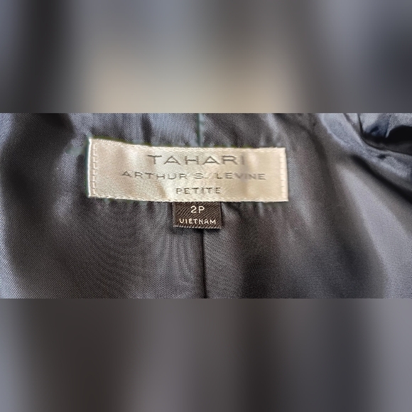 TAHARI ARTHUR LEVINE BLAZER 2P TWEED NAVY BLUE JACKET 2 PETITE - Picture 2 of 9